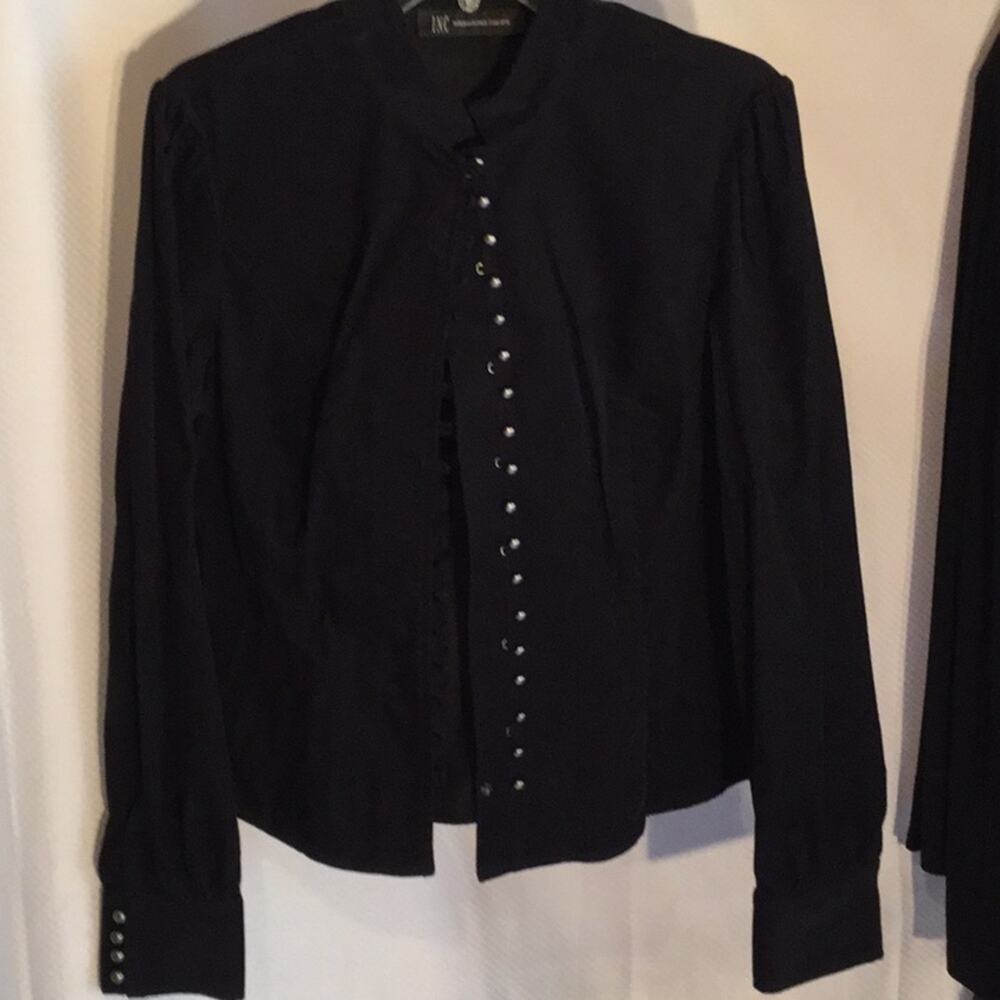 Inc blk courderoy button down blouse fitted nwot